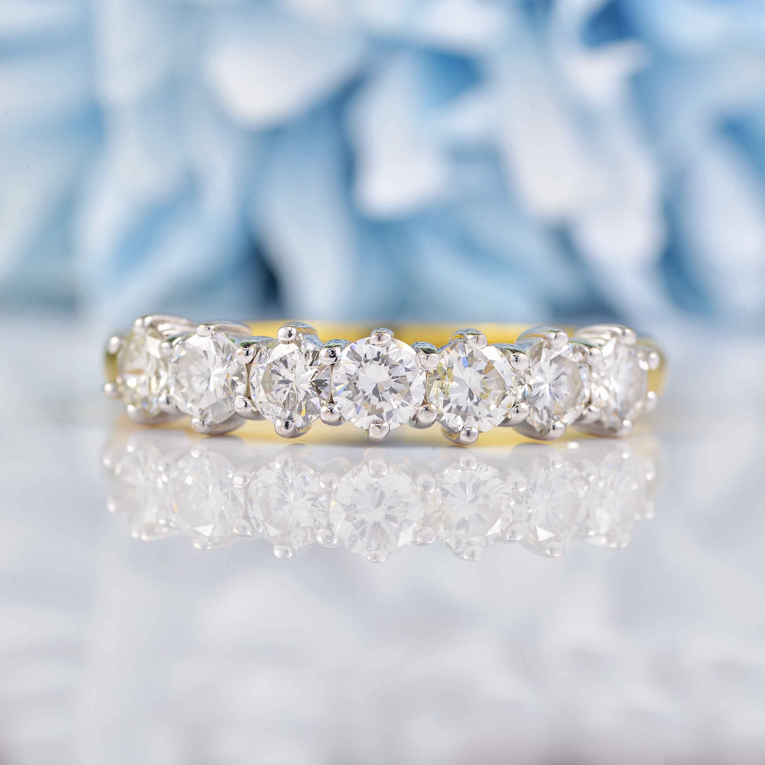 Ellibelle Jewellery Vintage 1996 Diamond 18ct Gold Half-Eternity Wedding Band Ring (1.05cts)