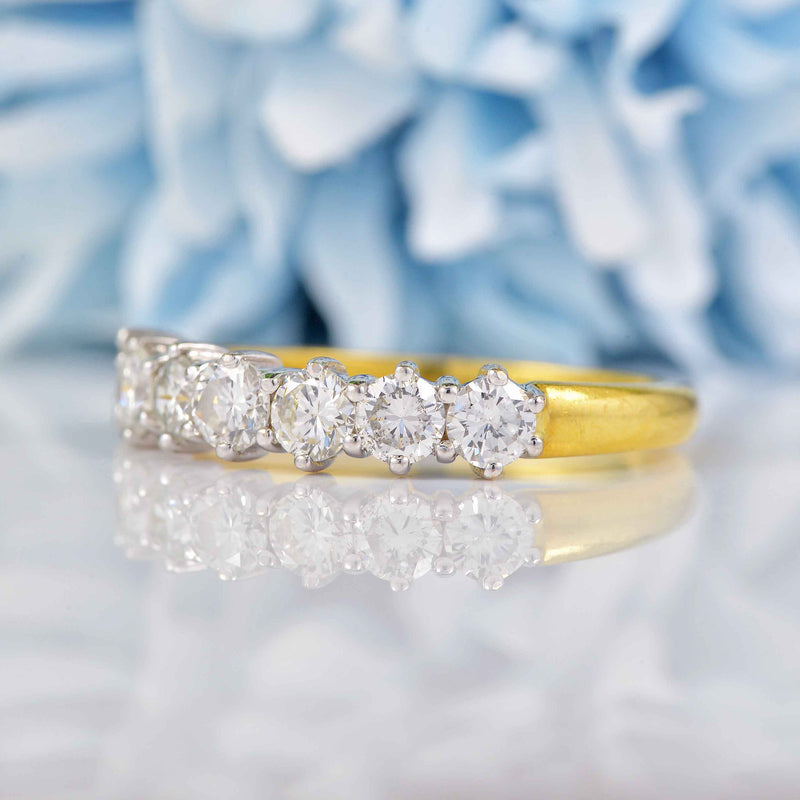 Ellibelle Jewellery Vintage 1996 Diamond 18ct Gold Half-Eternity Wedding Band Ring (1.05cts)