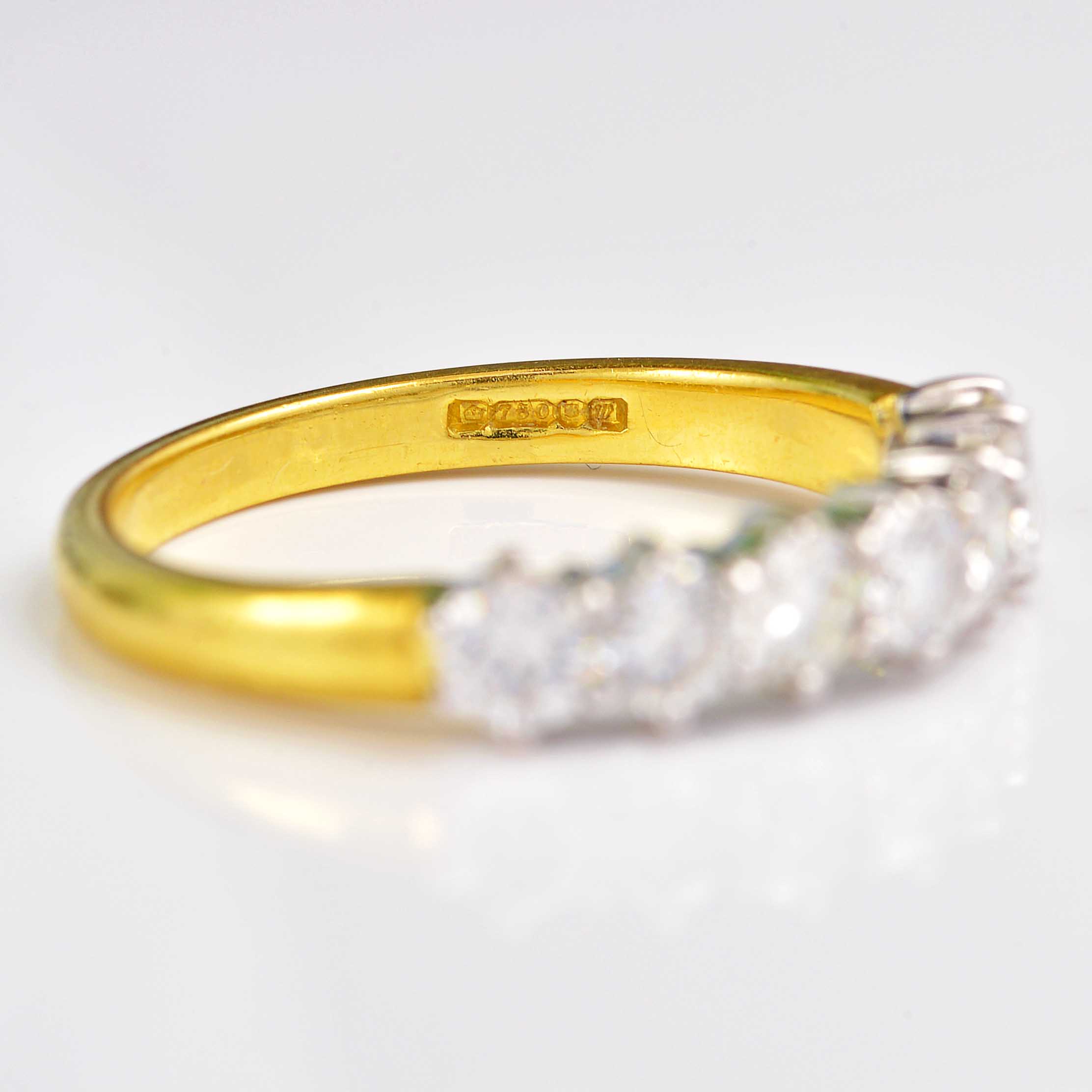 Ellibelle Jewellery Vintage 1996 Diamond 18ct Gold Half-Eternity Wedding Band Ring (1.05cts)