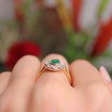 Ellibelle Jewellery Vintage 1996 Emerald & Diamond 18ct Gold Cluster Ring (0.70ct)