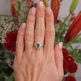 Ellibelle Jewellery Vintage 1996 Emerald & Diamond 18ct Gold Cluster Ring (0.70ct)