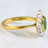 Ellibelle Jewellery Vintage 1996 Emerald & Diamond 18ct Gold Cluster Ring (0.70ct)