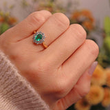 Ellibelle Jewellery Vintage 1996 Emerald & Diamond 18ct Gold Cluster Ring