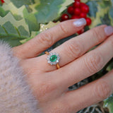 Ellibelle Jewellery Vintage 1996 Emerald & Diamond 18ct Gold Cluster Ring