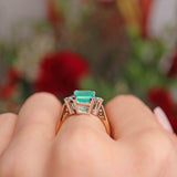 Ellibelle Jewellery Vintage 1996 Emerald & Diamond 18ct Gold Three-Stone Ring (2.05ct)