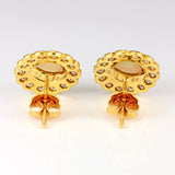 Ellibelle Jewellery Vintage 1996 Opal & Diamond 18ct Gold Oval Cluster Stud Earrings