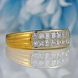 Ellibelle Jewellery Vintage 1996 Princess-Cut Diamond 18ct Gold Double-Row Band Ring