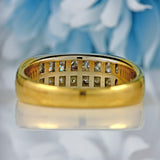 Ellibelle Jewellery Vintage 1996 Princess-Cut Diamond 18ct Gold Double-Row Band Ring