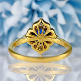 Ellibelle Jewellery Vintage 1996 Sapphire & Diamond 18ct Gold Petal-Shaped Cluster Ring