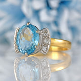 Ellibelle Jewellery Vintage 1997 Aquamarine & Diamond 18ct Gold Cocktail Ring
