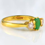 Ellibelle Jewellery Vintage 1997 Emerald & Diamond 18ct Gold Three-Stone Trilogy Engagement Ring (0.70cts)