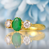 Ellibelle Jewellery Vintage 1997 Emerald & Diamond 18ct Gold Three-Stone Trilogy Engagement Ring (0.70cts)