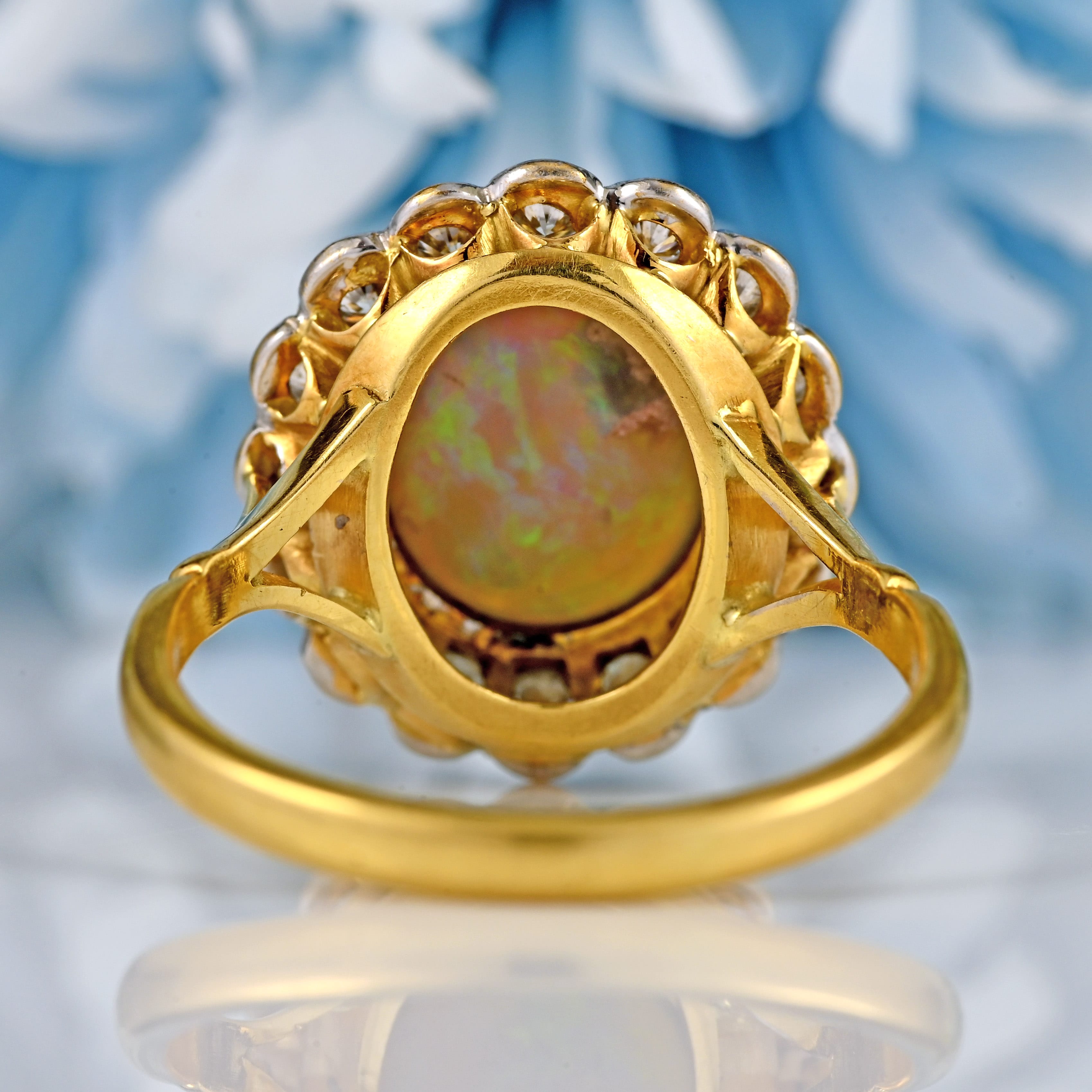 Ellibelle Jewellery Vintage 1997 Opal & Diamond 18ct Gold Cluster Ring (1.86cts)