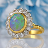 Ellibelle Jewellery Vintage 1997 Opal & Diamond 18ct Gold Cluster Ring (1.86cts)