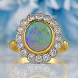 Ellibelle Jewellery Vintage 1997 Opal & Diamond 18ct Gold Cluster Ring (1.86cts)