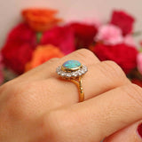 Ellibelle Jewellery Vintage 1997 Opal & Diamond 18ct Gold Cluster Ring (1.86cts)
