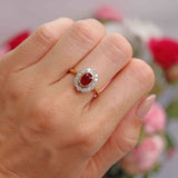 Ellibelle Jewellery Vintage 1997 Ruby & Diamond 14ct Gold Cluster Ring (1.05cts)