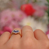 Ellibelle Jewellery Vintage 1997 Sapphire & Diamond Daisy Cluster Ring