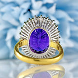 Ellibelle Jewellery Vintage 1998 Amethyst & Diamond 18ct Gold Oval Cluster Ring