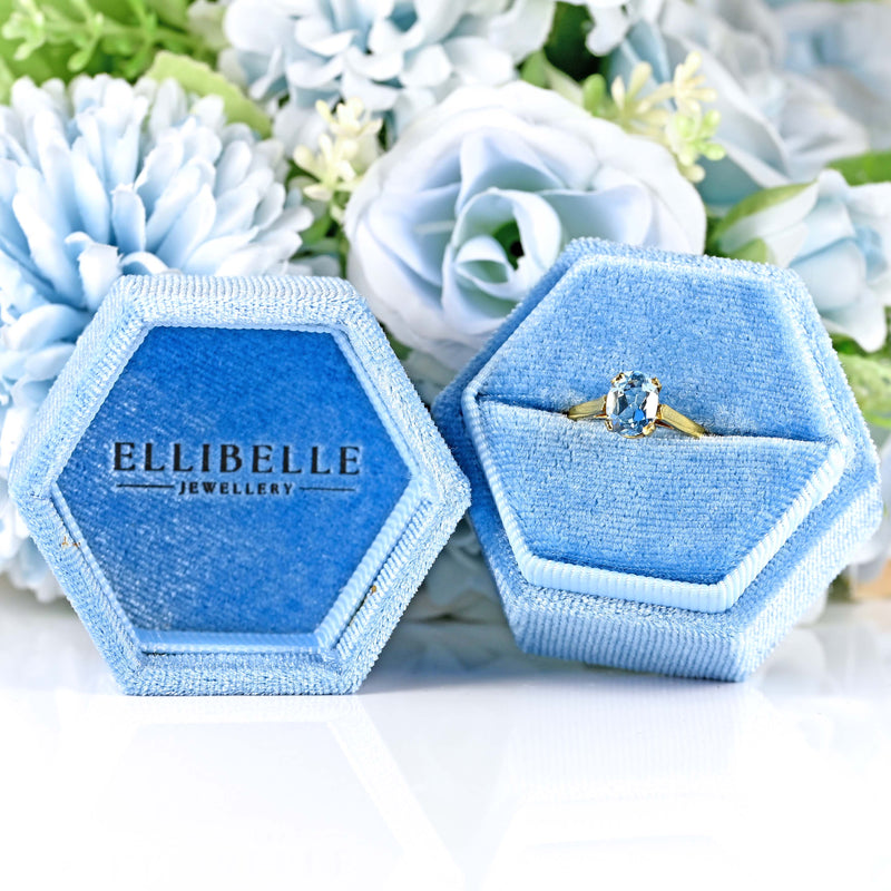 Ellibelle Jewellery Vintage 1998 Aquamarine 18ct Gold Solitaire Ring