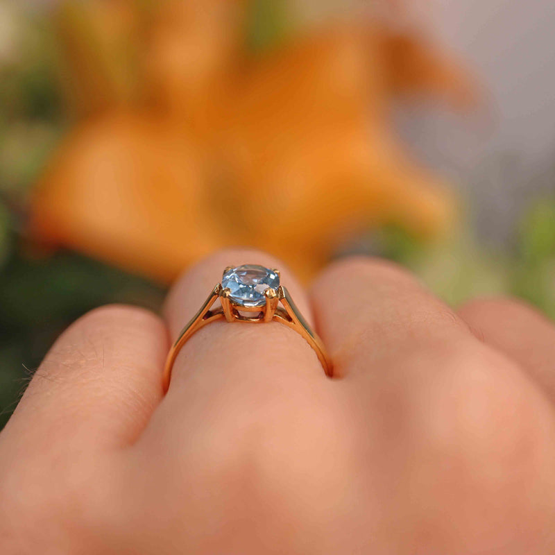 Ellibelle Jewellery Vintage 1998 Aquamarine 18ct Gold Solitaire Ring