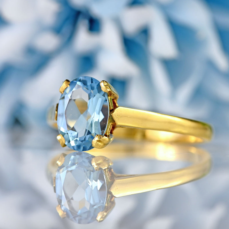 Ellibelle Jewellery Vintage 1998 Aquamarine 18ct Gold Solitaire Ring