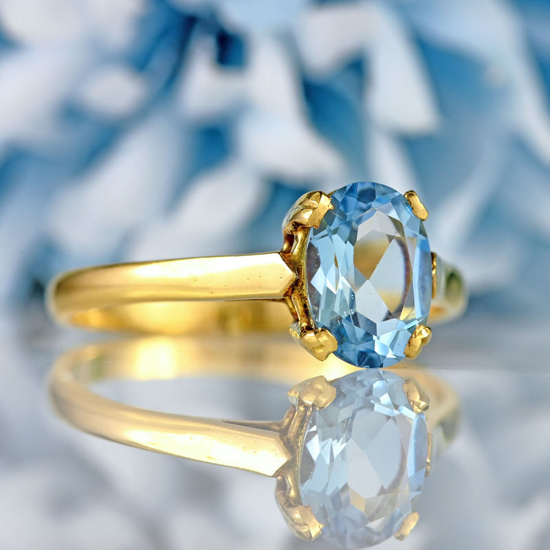 Ellibelle Jewellery Vintage 1998 Aquamarine 18ct Gold Solitaire Ring