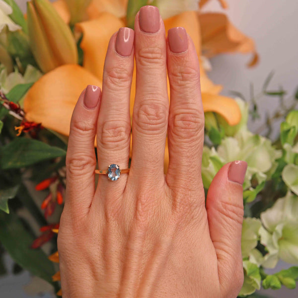 Ellibelle Jewellery Vintage 1998 Aquamarine 18ct Gold Solitaire Ring