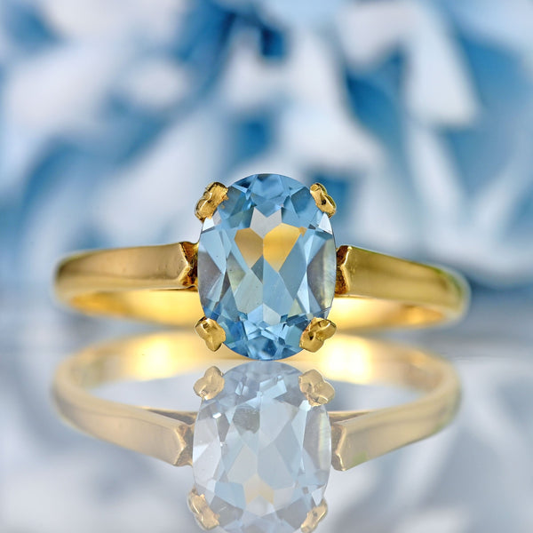 Ellibelle Jewellery Vintage 1998 Aquamarine 18ct Gold Solitaire Ring