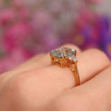 Ellibelle Jewellery Vintage 1998 Aquamarine & Diamond 18ct Gold Seven-Stone Ring (2.92cts)