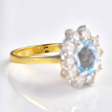 Ellibelle Jewellery Vintage 1998 Aquamarine & Diamond Cluster Engagement Ring