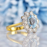 Ellibelle Jewellery Vintage 1998 Aquamarine & Diamond Cluster Engagement Ring