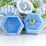 Ellibelle Jewellery Vintage 1998 Emerald & Diamond 18ct Gold Cluster Engagement Ring