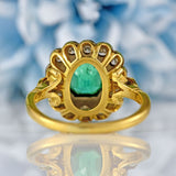 Ellibelle Jewellery Vintage 1998 Emerald & Diamond 18ct Gold Cluster Engagement Ring