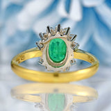 Ellibelle Jewellery Vintage 1998 Emerald & Diamond 18ct Gold Cluster Ring