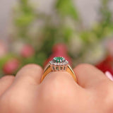Ellibelle Jewellery Vintage 1998 Emerald & Diamond 18ct Gold Cluster Ring