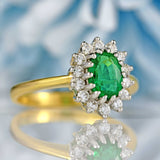 Ellibelle Jewellery Vintage 1998 Emerald & Diamond 18ct Gold Cluster Ring