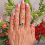 Ellibelle Jewellery Vintage 1998 Emerald & Diamond 18ct Gold Cluster Ring