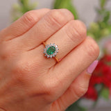 Ellibelle Jewellery Vintage 1998 Emerald & Diamond 18ct Gold Cluster Ring