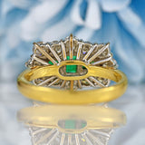 Ellibelle Jewellery Vintage 1998 Emerald & Diamond 18ct Gold Triple Cluster Ring