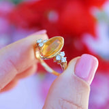 Ellibelle Jewellery Vintage 1998 Fire Opal & Diamond 18ct Gold Ring (1.75cts)