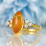 Ellibelle Jewellery Vintage 1998 Fire Opal & Diamond 18ct Gold Ring (1.75cts)
