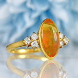 Ellibelle Jewellery Vintage 1998 Fire Opal & Diamond 18ct Gold Ring (1.75cts)