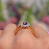 Ellibelle Jewellery Vintage 1998 Sapphire & Diamond 18ct Gold Cluster Engagement Ring