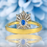 Ellibelle Jewellery Vintage 1998 Sapphire & Diamond 18ct Gold Cluster Engagement Ring