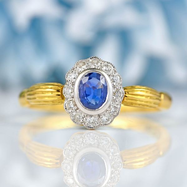 Ellibelle Jewellery Vintage 1998 Sapphire & Diamond 18ct Gold Ring