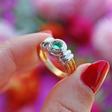 Ellibelle Jewellery Vintage 1999 Cabochon Emerald 18ct Gold Single-Stone Solitaire Ring