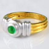 Ellibelle Jewellery Vintage 1999 Cabochon Emerald 18ct Gold Single-Stone Solitaire Ring