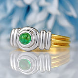 Ellibelle Jewellery Vintage 1999 Cabochon Emerald 18ct Gold Single-Stone Solitaire Ring