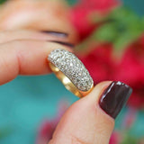 Ellibelle Jewellery Vintage 1999 Diamond Pavé Set 18ct Gold Wide Band Dome Ring